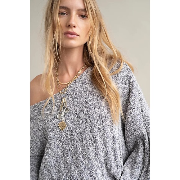 NWT Free People Good Day Pullover Sweater - Gray - Picture 2 of 7